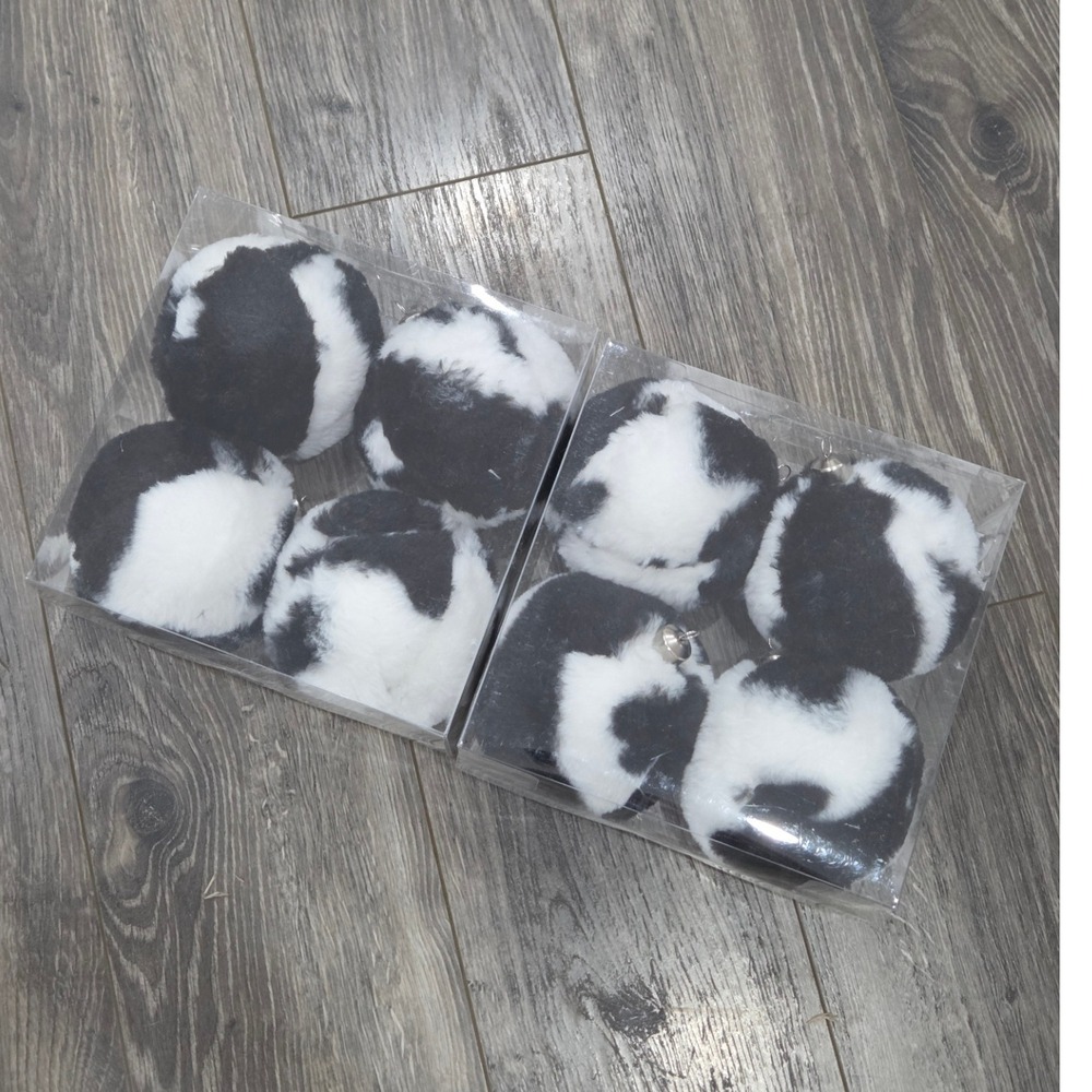 Hobby Lobby Cow Print Christmas Ornament Set of 8 Black‎ White Farmhouse Viral